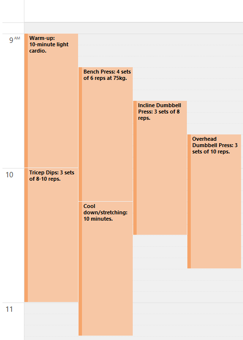 Bench Pressing Calendar Export Example